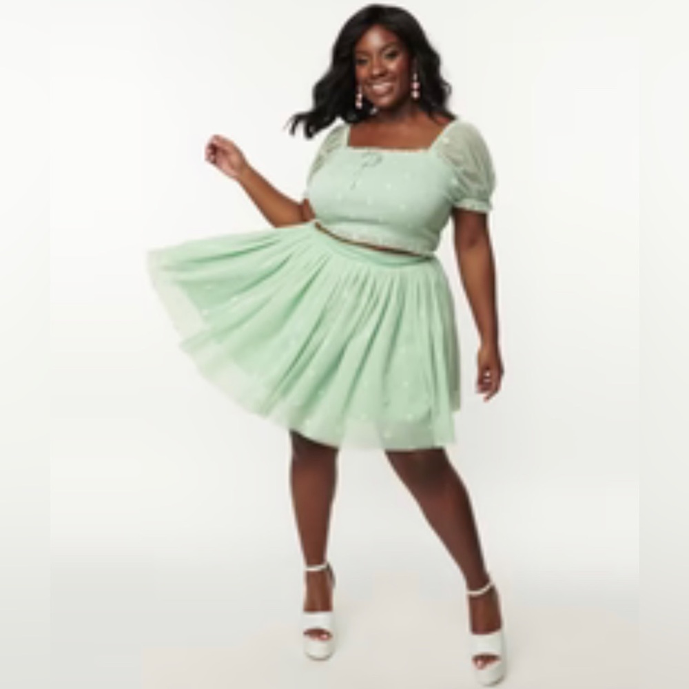 Mint Hearts Sweetie Pie Flare Skirt